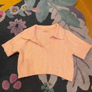 NWOT Urban outfitters pink collared crop top